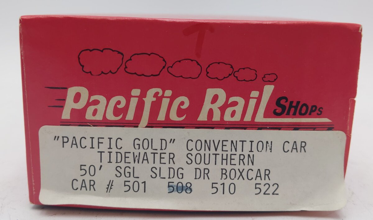 Pacific Rail S-Scale Tidewater Southern 50' SGL DR Pacific Gold Boxcar Kit #508 VG/Box