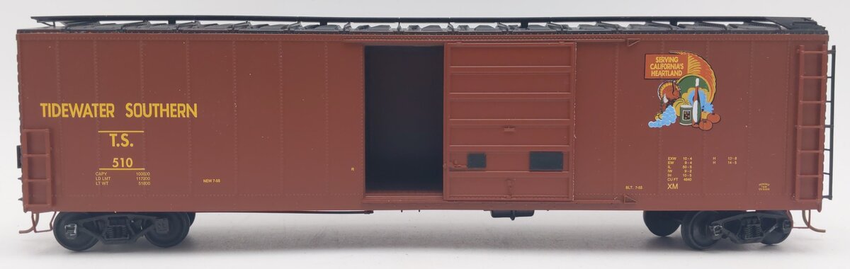 Pacific Rail S-Scale Tidewater Southern 50' SGL DR Pacific Gold Boxcar Kit #510 EX/Box