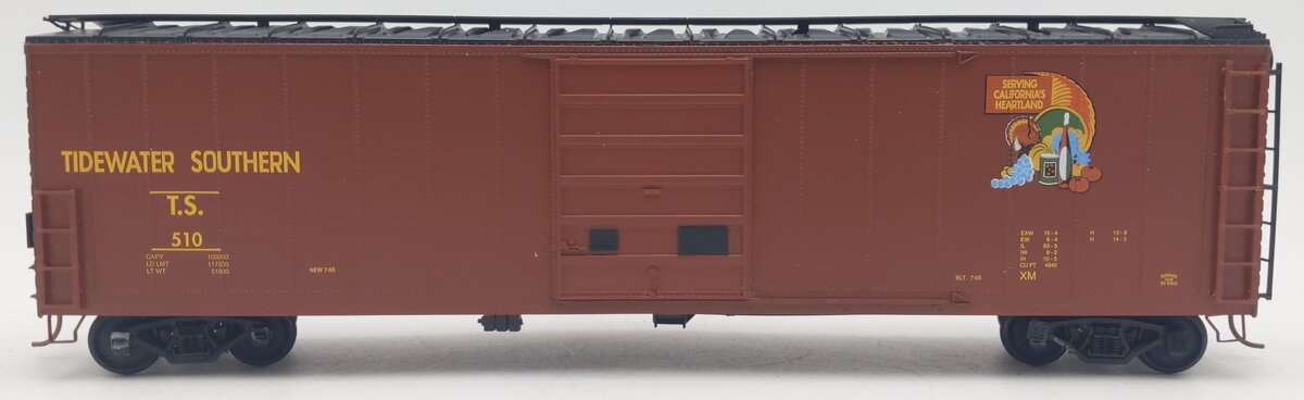 Pacific Rail S-Scale Tidewater Southern 50' SGL DR Pacific Gold Boxcar Kit #510 EX/Box