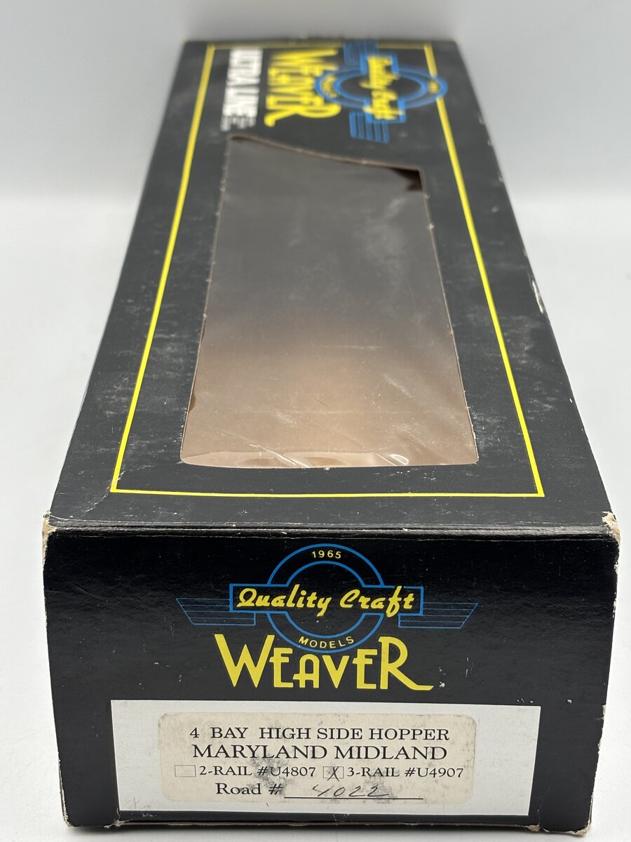 Weaver U4907 O Gauge Maryland Midland 4 Bay High Side Hopper #4022 EX/Box