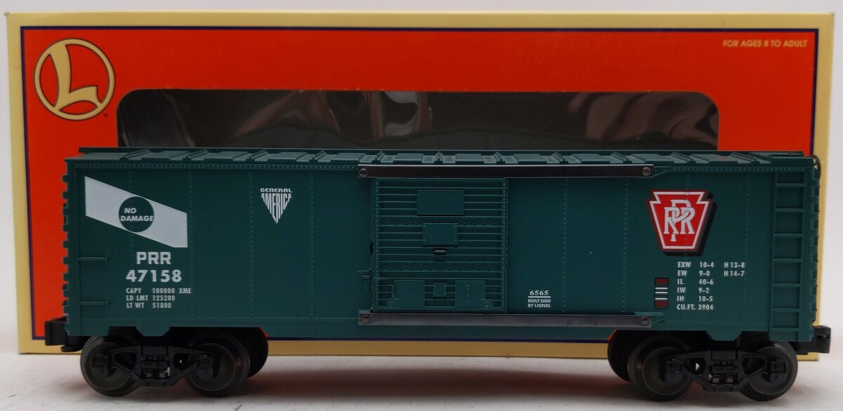 Lionel 6-29297 O Gauge Pennsylvania Railroad 6565 Penn 'NO DAMAGE' Boxcar #47158 EX/Box