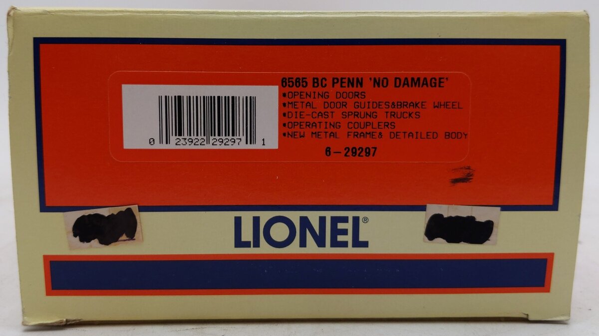 Lionel 6-29297 O Gauge Pennsylvania Railroad 6565 Penn 'NO DAMAGE' Boxcar #47158 EX/Box