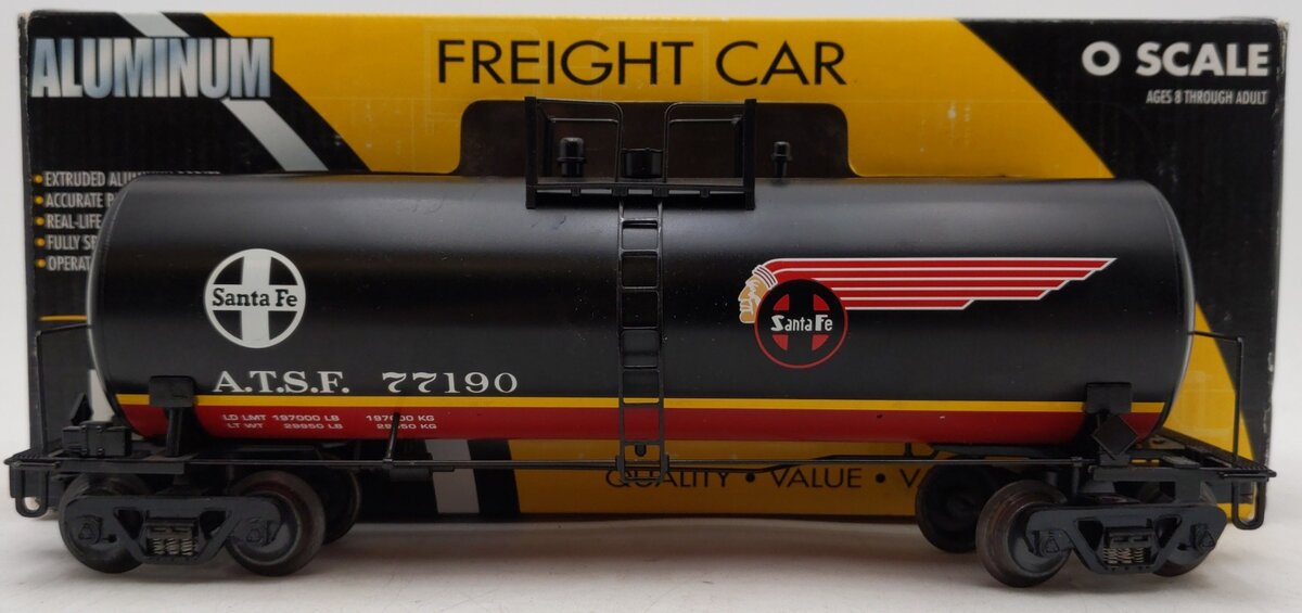 K-Line K6332-10511 O Gauge Santa Fe Warbonnet Aluminium Tank Car #77190 EX/Box