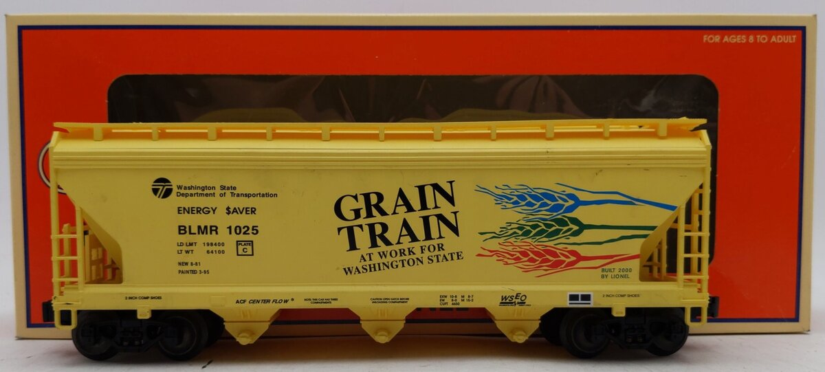 Lionel 6-17139 O Gauge Grain Train 3-Bay Covered Hopper #1025 EX/Box
