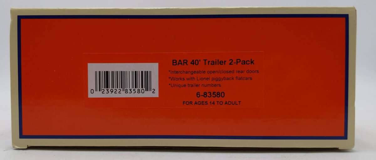 Lionel 6-83580 O Gauge Bangor and Aroostock State of Maine 40' Trailer Pack