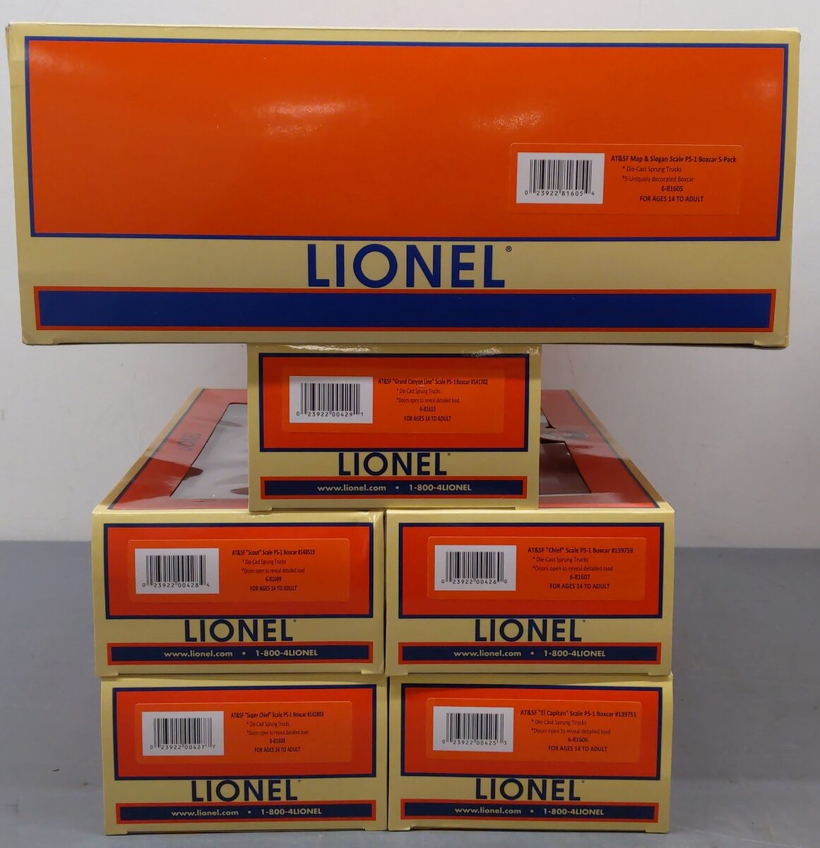 Lionel 6-81605 Santa Fe Map & Slogan 5 Car PS-1 Boxcar Set NIB
