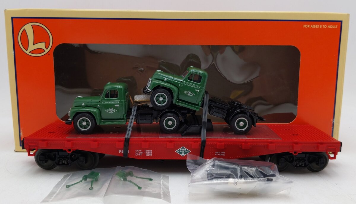 Lionel 6-17534 O Gauge Diamond T Flat Car w/Mack Trucks #9823 LN/Box