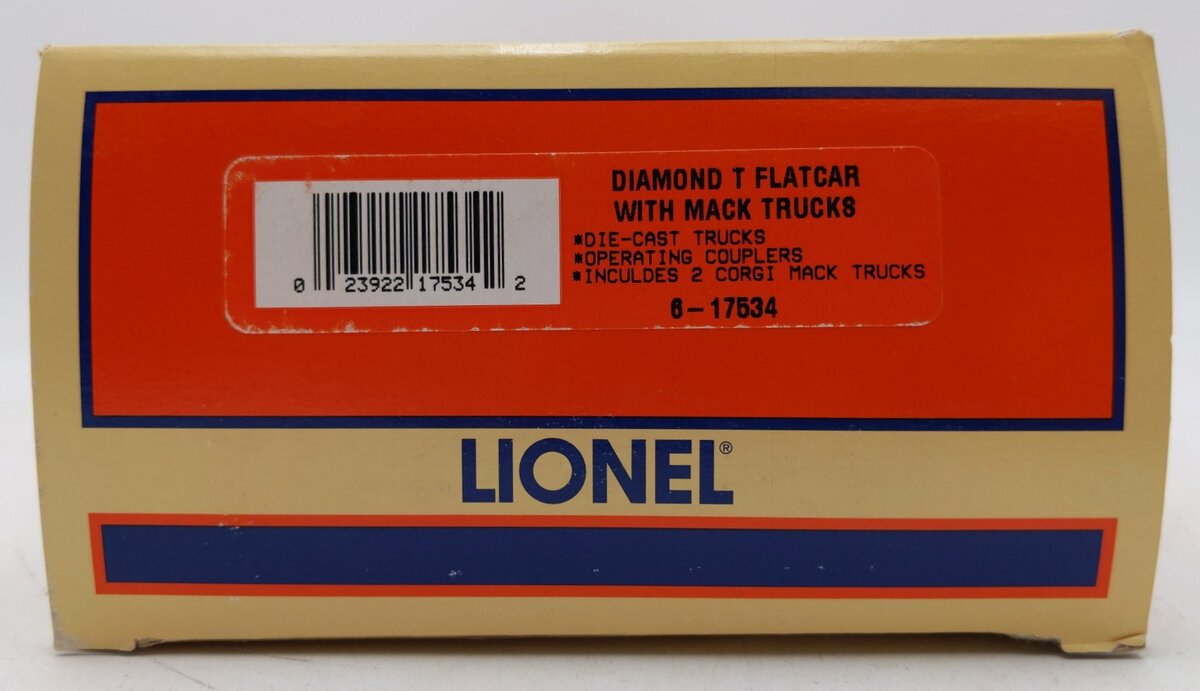 Lionel 6-17534 O Gauge Diamond T Flat Car w/Mack Trucks #9823 LN/Box
