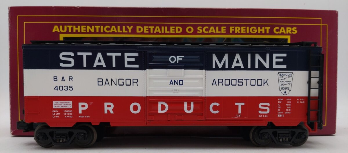 MTH 20-93018 O Gauge BAR State of Maine Boxcar #4035 LN/Box