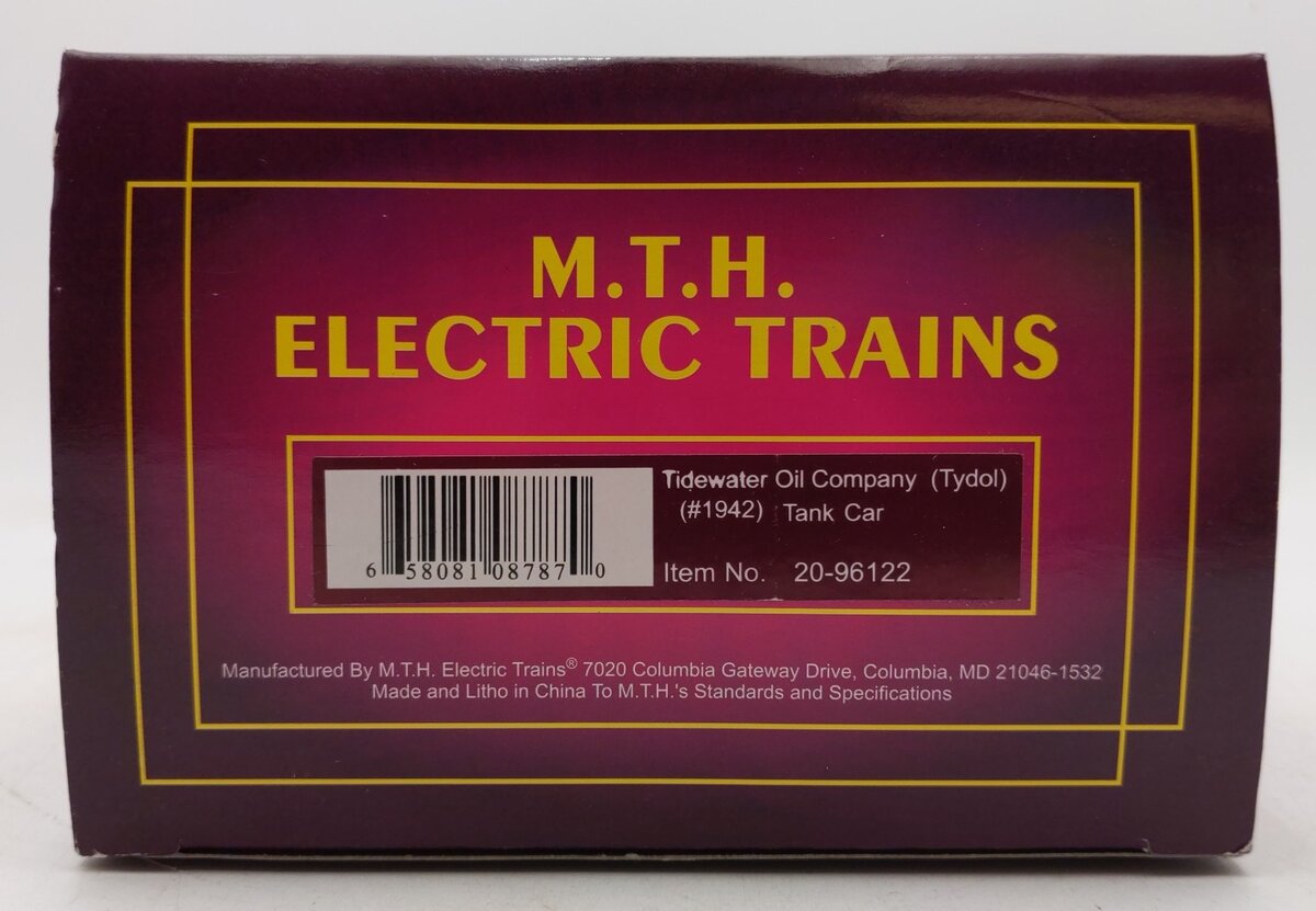 MTH 20-96122 O Gauge Tidewater Oil "Tydol Flying A Service" Tank Car #1942 LN/Box
