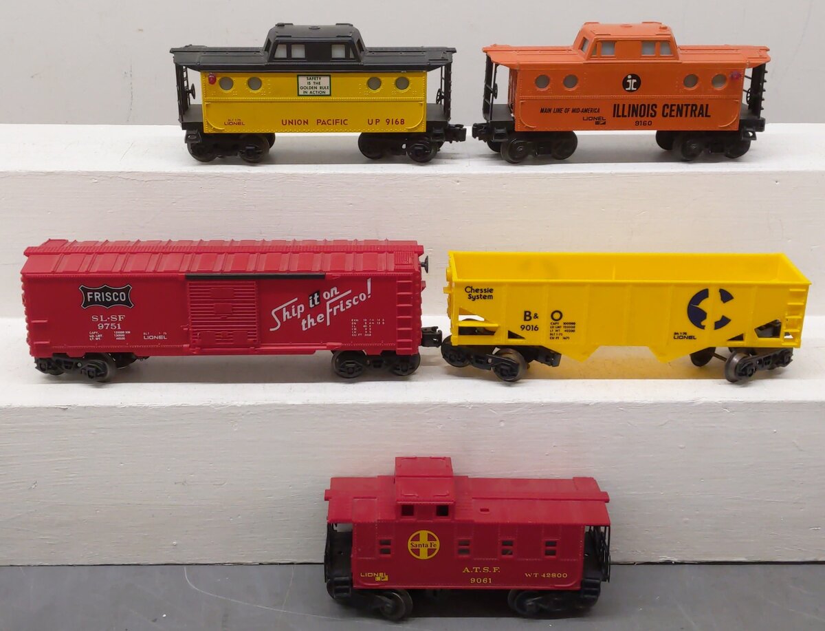 Lionel O Assorted Freight Cars 6-9751, 6-9016, 6-9168, 6-9061, 6-9150 [5] VG