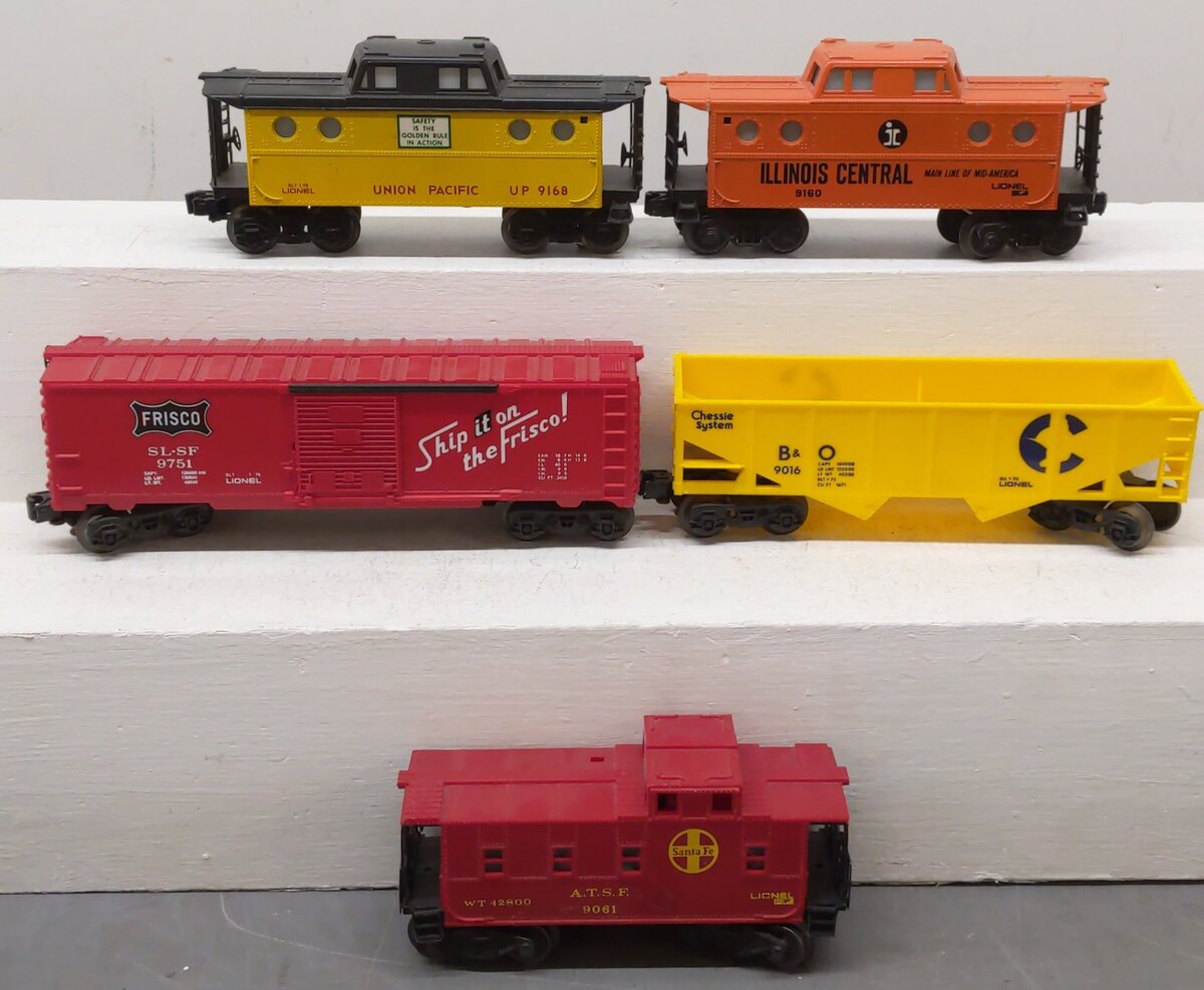 Lionel O Assorted Freight Cars 6-9751, 6-9016, 6-9168, 6-9061, 6-9150 [5] VG