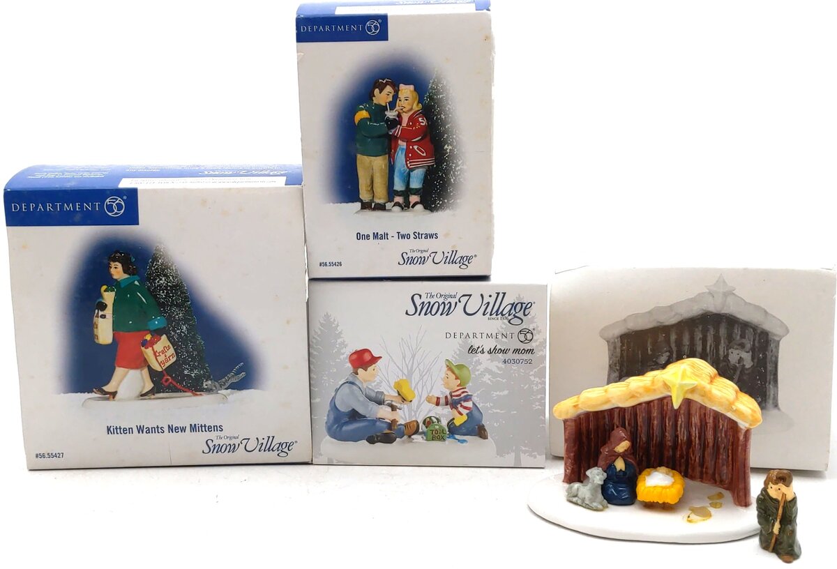 Dept 56 Snow Village Figurine Accessories: 4030752, 55426, 55427, 5135-7 [4] EX/Box