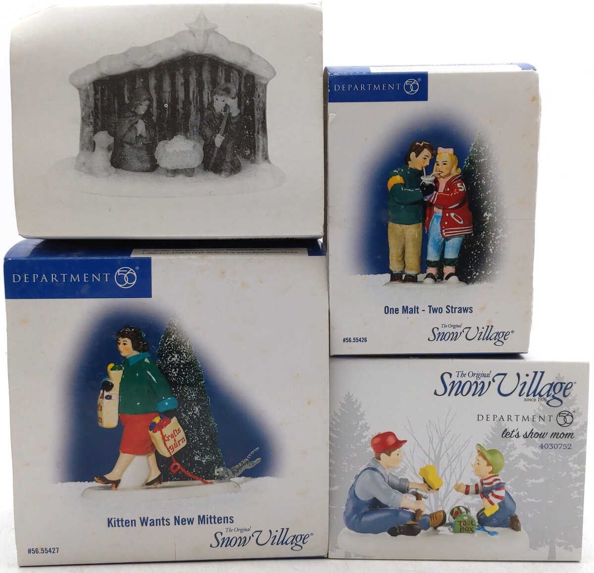 Dept 56 Snow Village Figurine Accessories: 4030752, 55426, 55427, 5135-7 [4] EX/Box