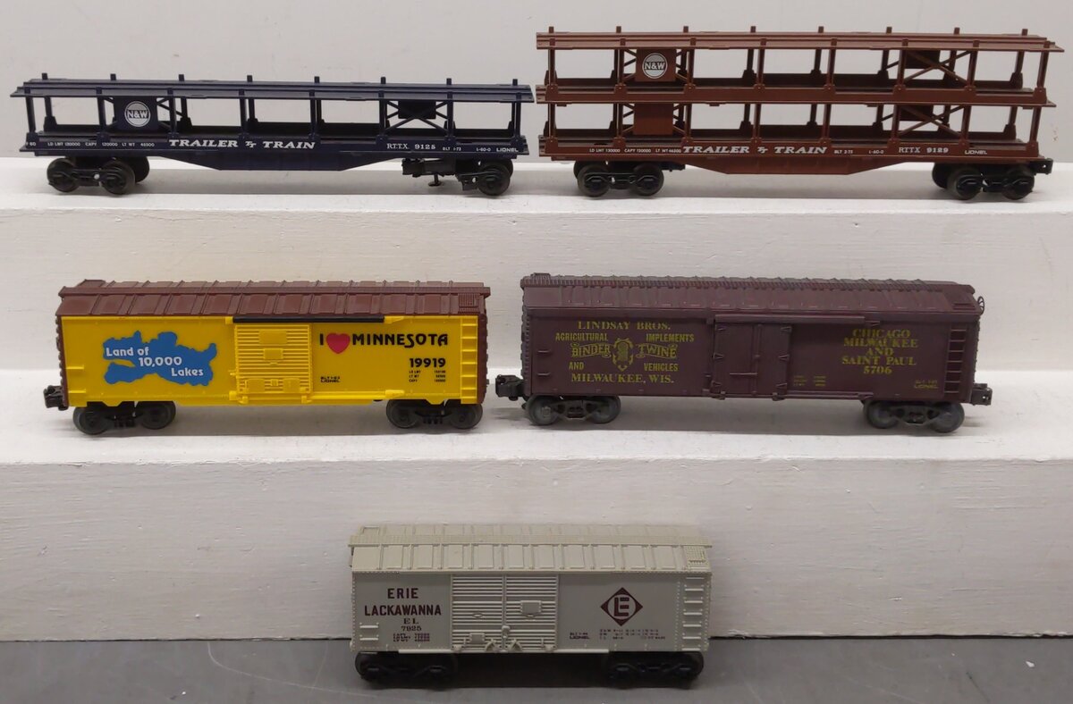 Lionel O Assorted Freight Cars 6-9129, 6-9125, 6-199919, 6-5706, 6-7925 [5] EX