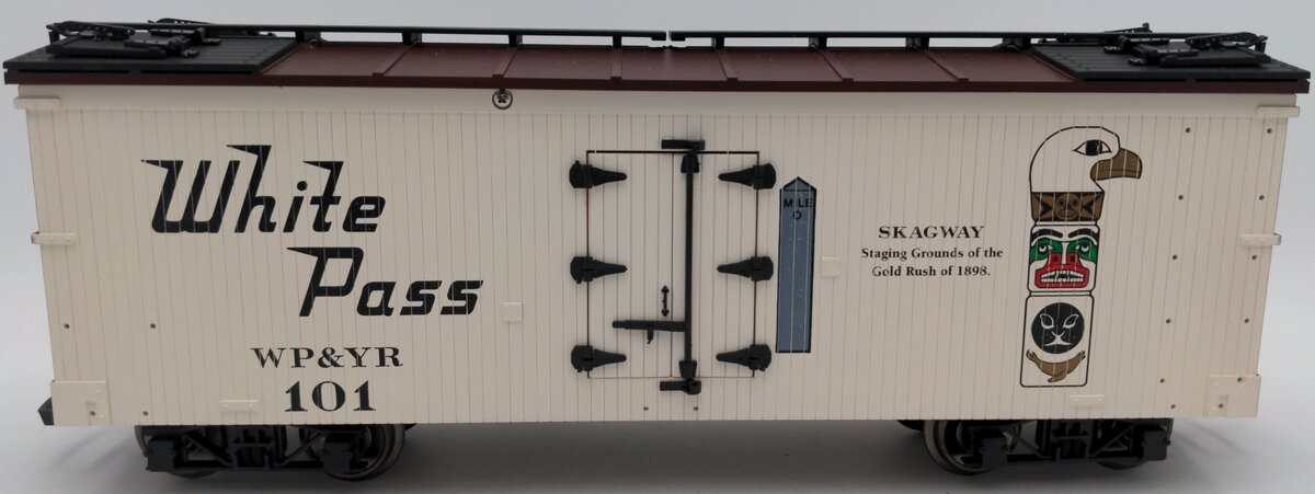 USA Trains 1622A G Scale White Pass & Yukon Route Skagway Reefer Car #101 EX/Box