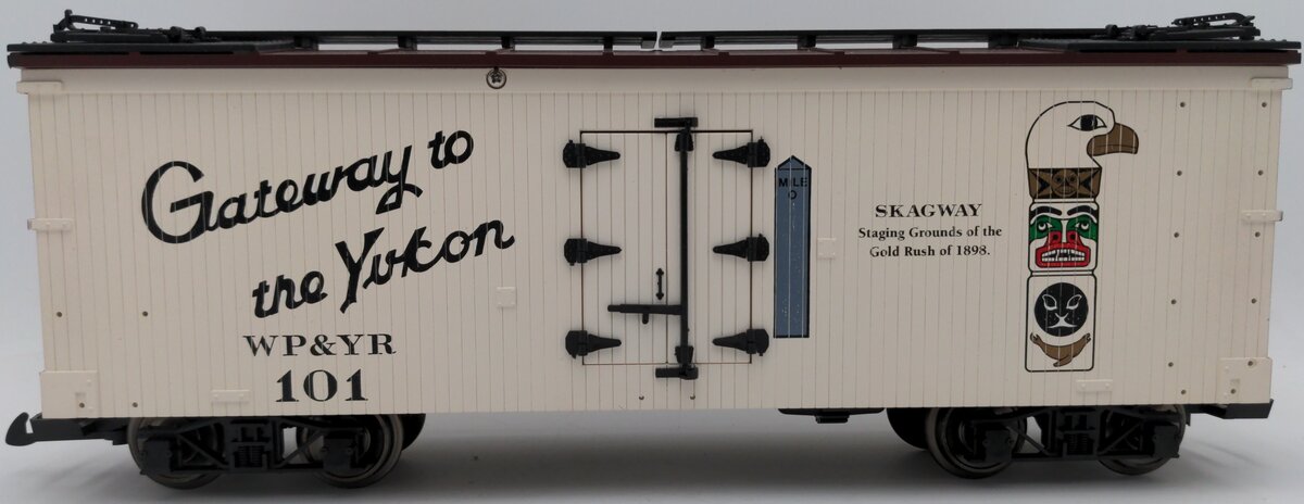 USA Trains 1622A G Scale White Pass & Yukon Route Skagway Reefer Car #101 EX/Box