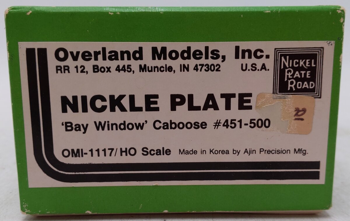 Overland OMI-1117 HO BRASS Undecorated Bay Window Caboose EX/Box