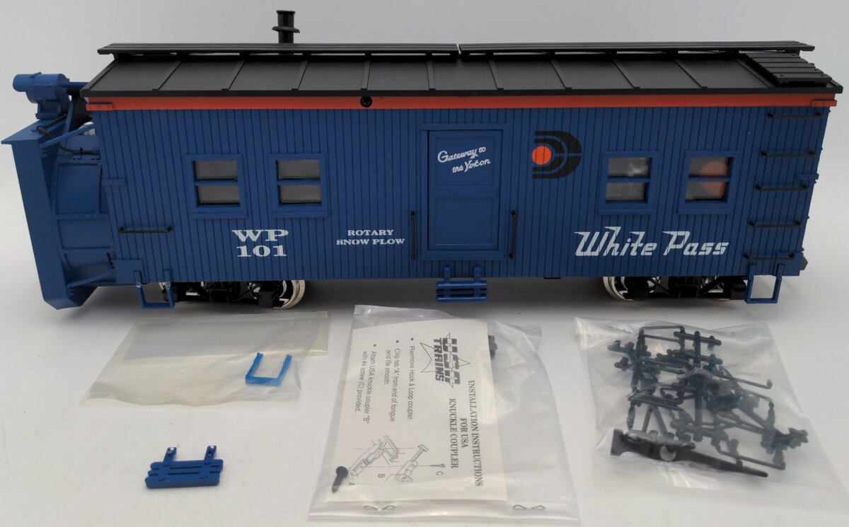 USA Trains R2102S G White Pass & Yukon Rotary Snow Plow with Sound #101 EX/Box