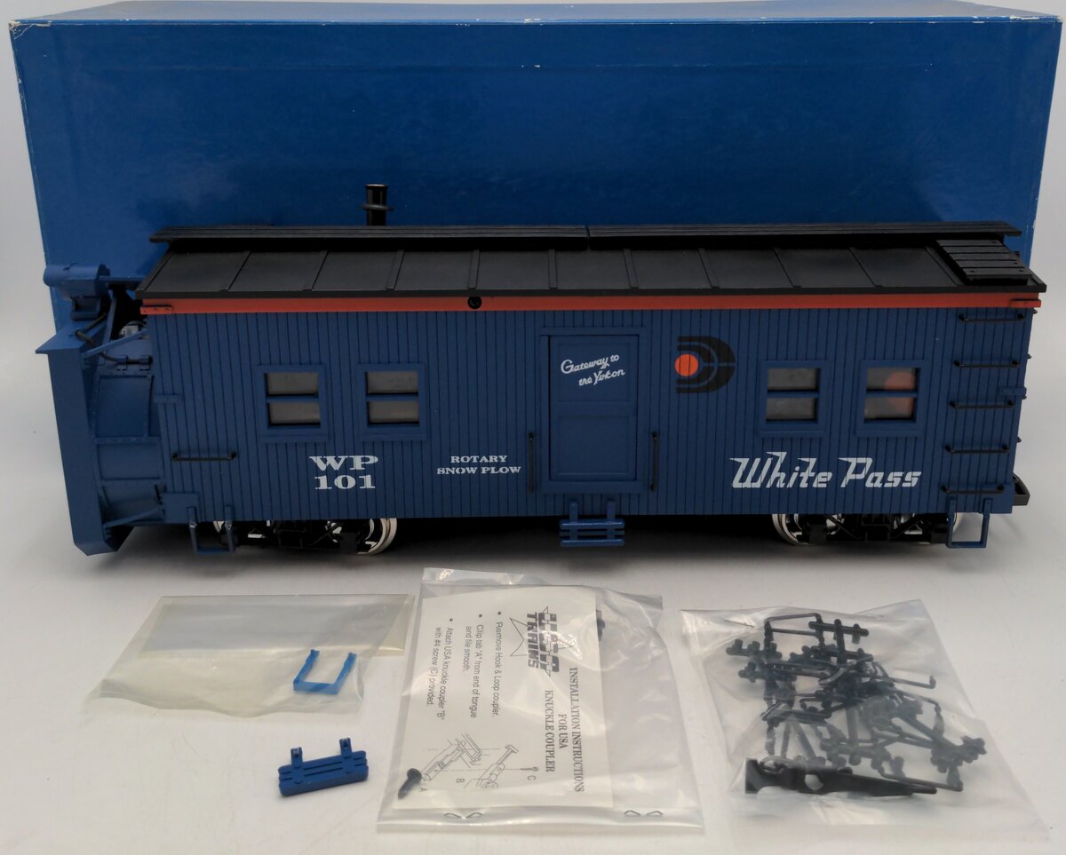 USA Trains R2102S G White Pass & Yukon Rotary Snow Plow with Sound #101 EX/Box