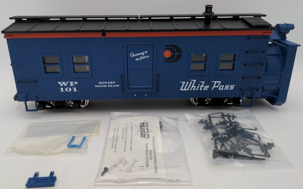 USA Trains R2102S G White Pass & Yukon Rotary Snow Plow with Sound #101 EX/Box