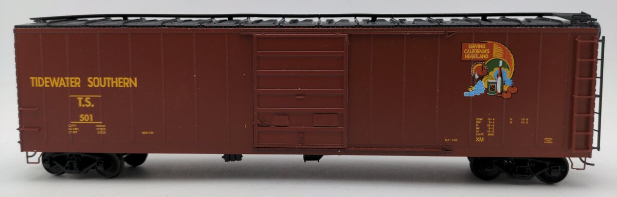 Pacific Rail S-Scale Tidewater Southern 50' SGL DR Pacific Gold Boxcar Kit #501 EX/Box
