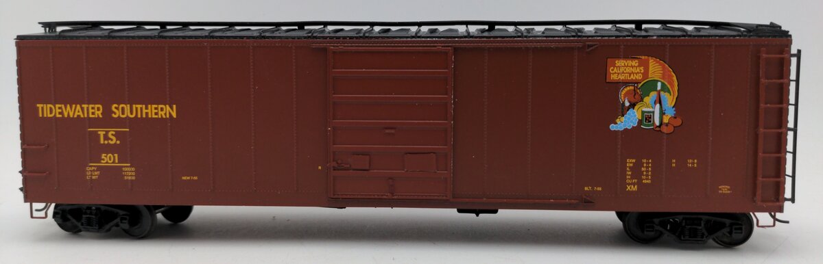 Pacific Rail S-Scale Tidewater Southern 50' SGL DR Pacific Gold Boxcar Kit #501 EX/Box
