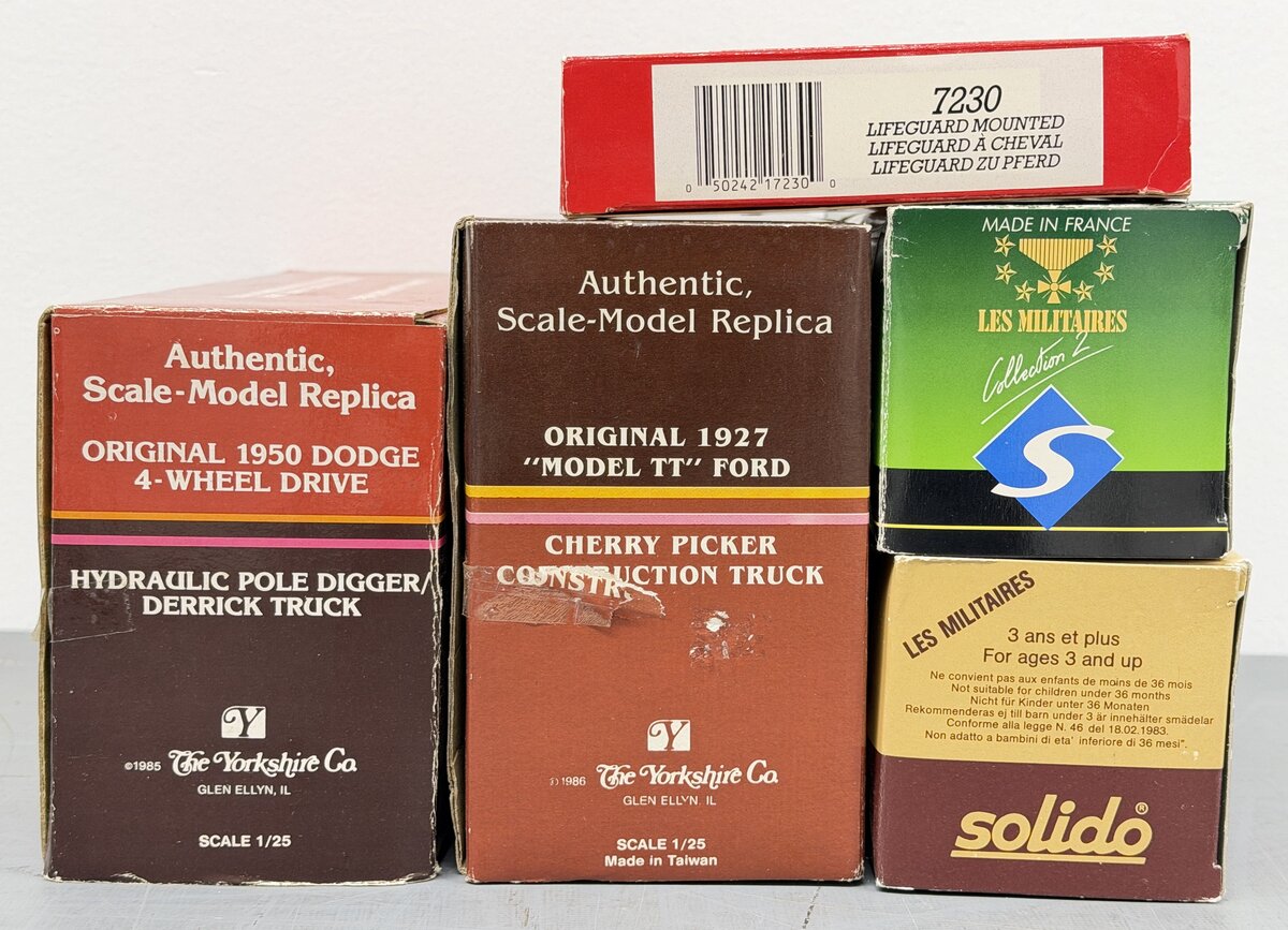 Yorkshire, Solido & Britains 1:25 - 1:43 Scale Diecast Army Trucks & Soldier [5] EX/Box