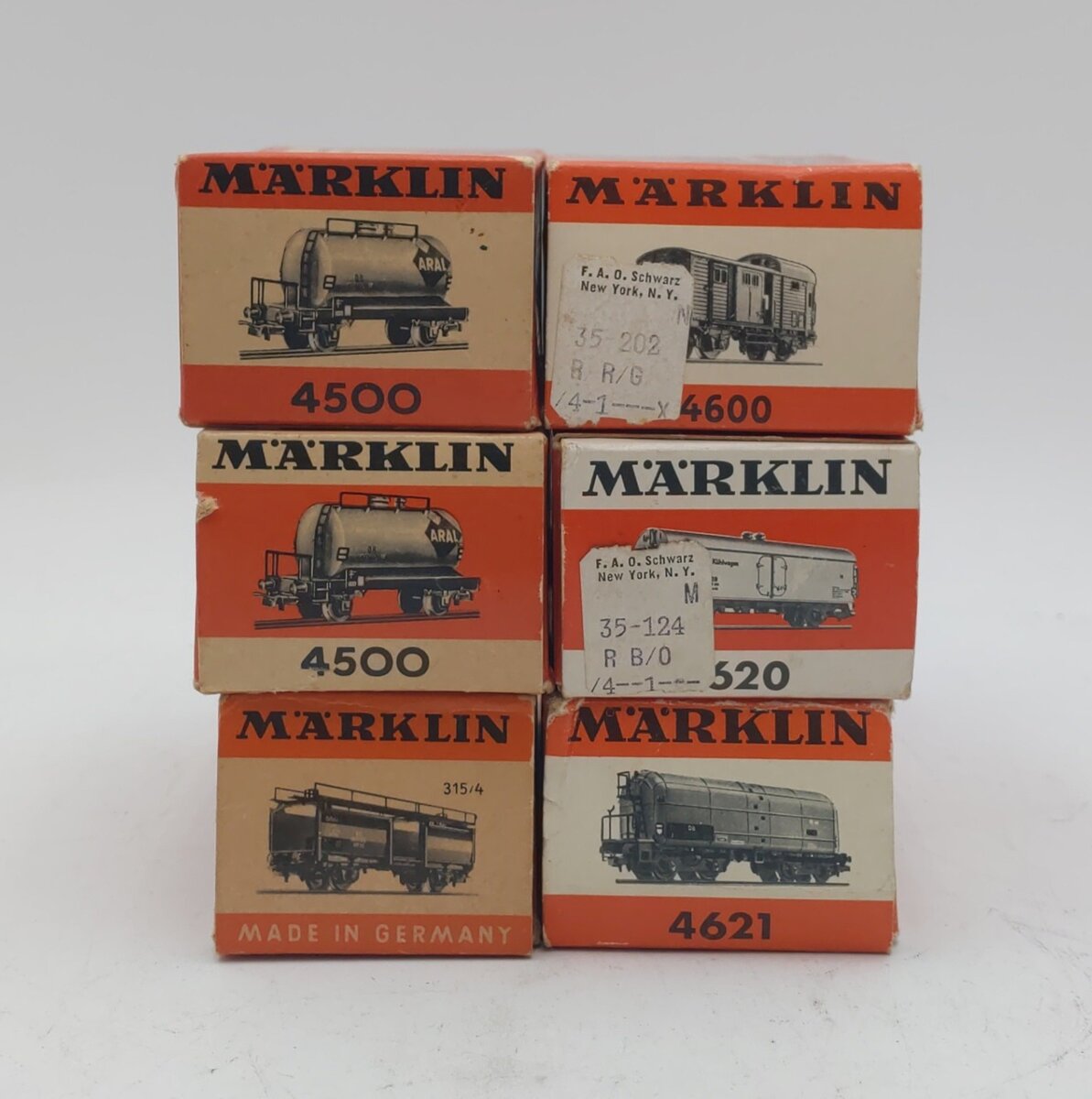 Marklin HO Vintage Freight Cars: 4500, 4500, 4600, 4612, 4620, 4621 [6] EX/Box