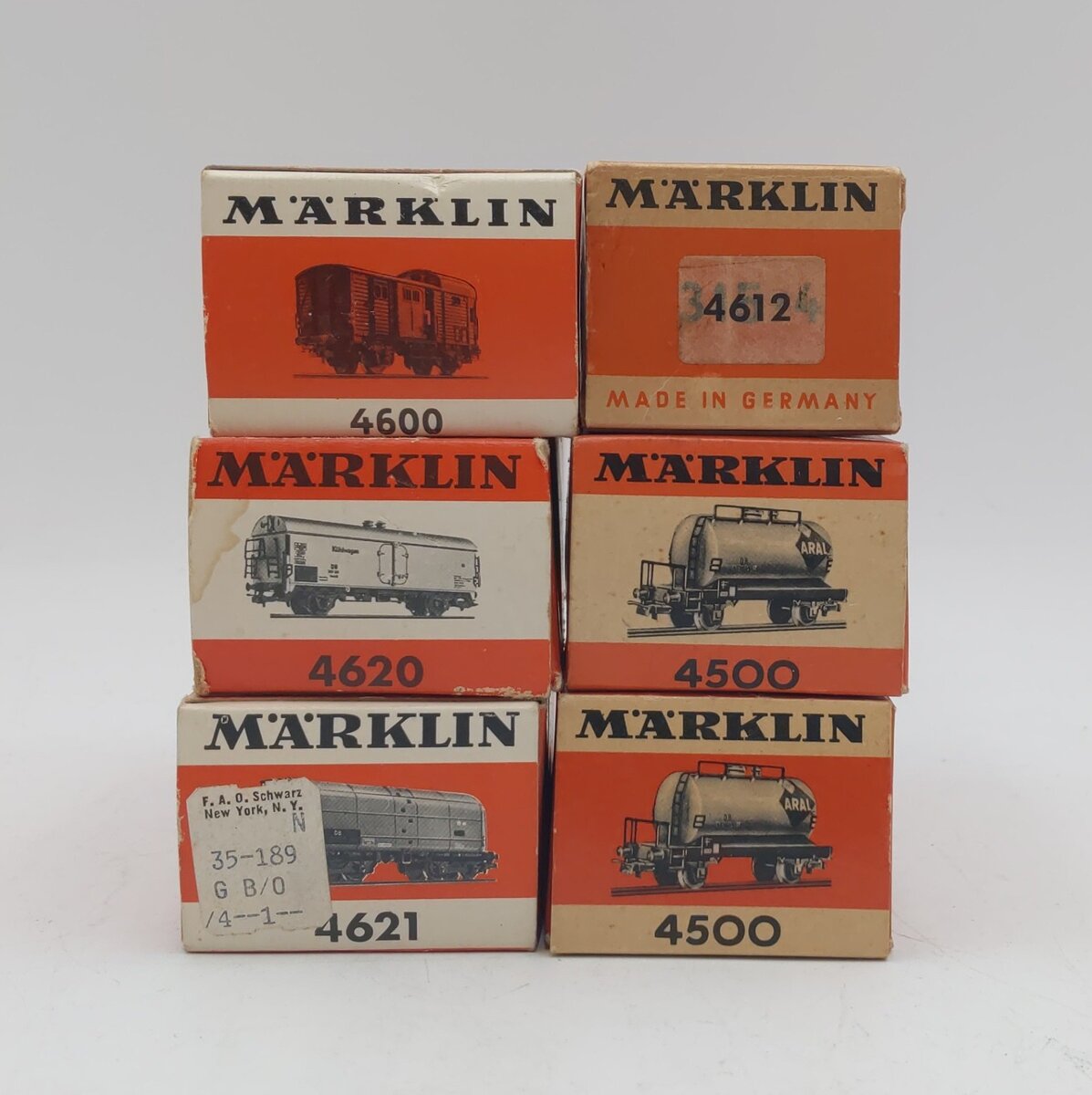 Marklin HO Vintage Freight Cars: 4500, 4500, 4600, 4612, 4620, 4621 [6] EX/Box