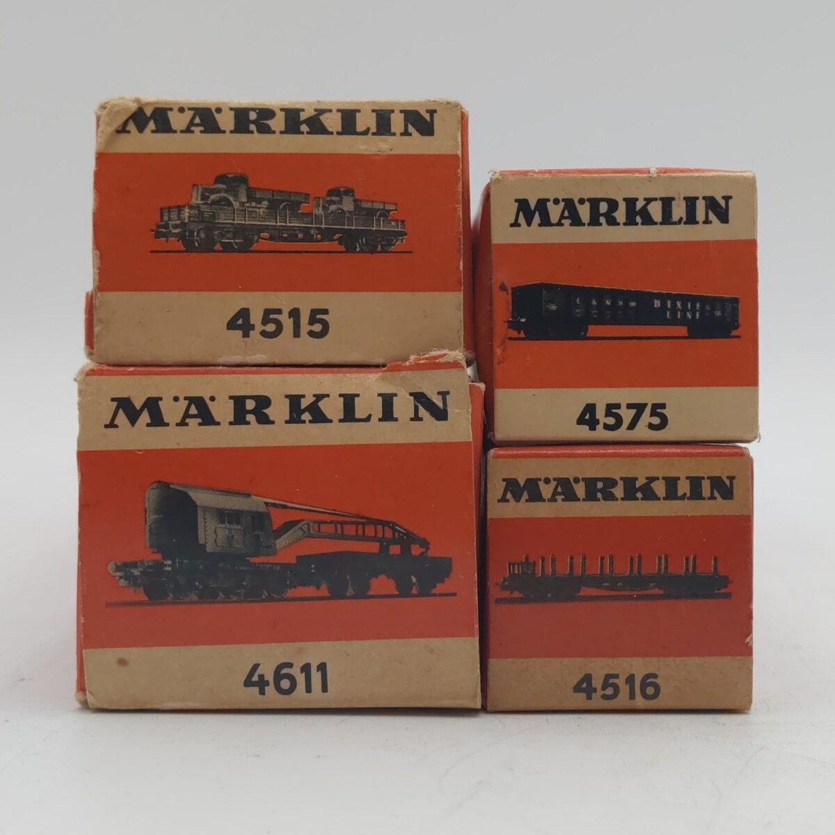 Marklin HO Vintage Freight Cars: 4516, 4575, 4611, 4515 [4] VG/Box