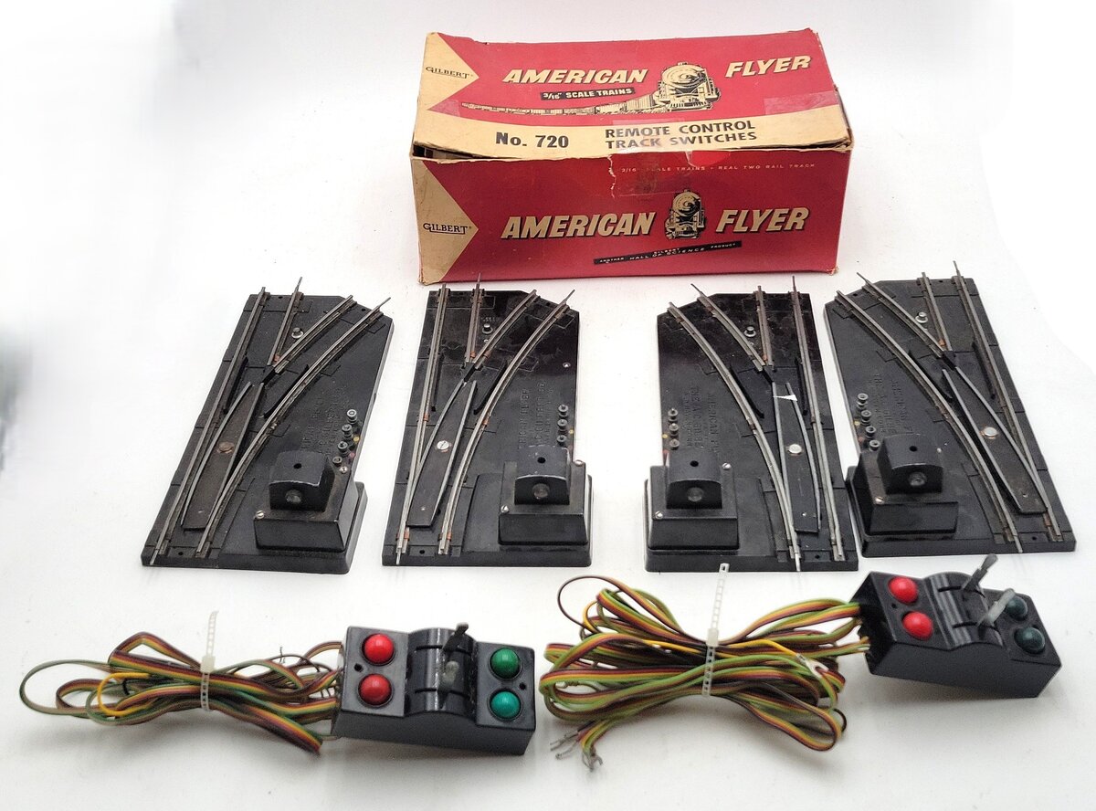 American Flyer 720 VIntage S Right-Hand & Left-Hand Remote Switches (2 Pairs) VG/Box