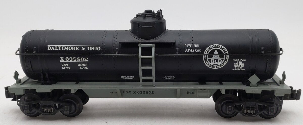 K-Line K632-1091 B&O Single Dome Tank Car #X635802 EX