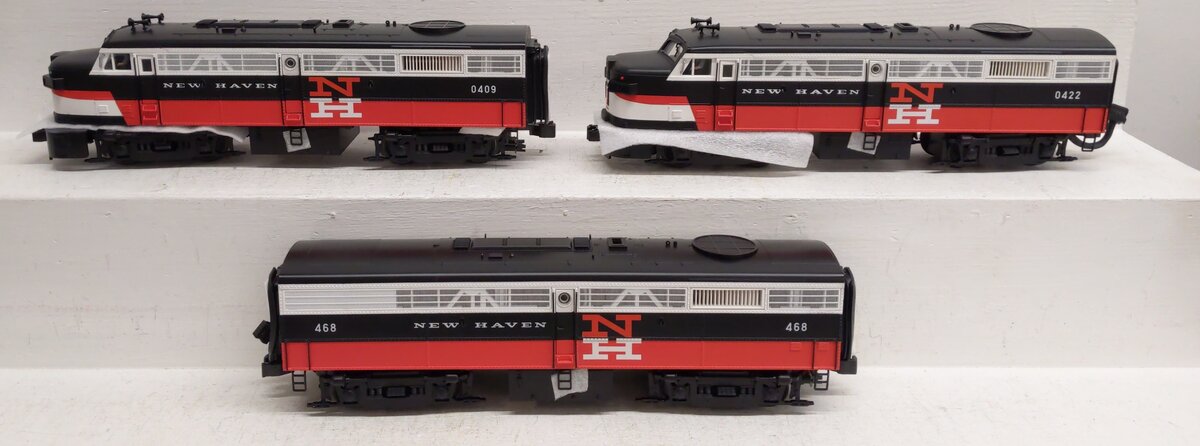 MTH 20-2238-1 New Haven FA-2 ABA Diesel Engine Set: #0409/468/0422 VG/Box