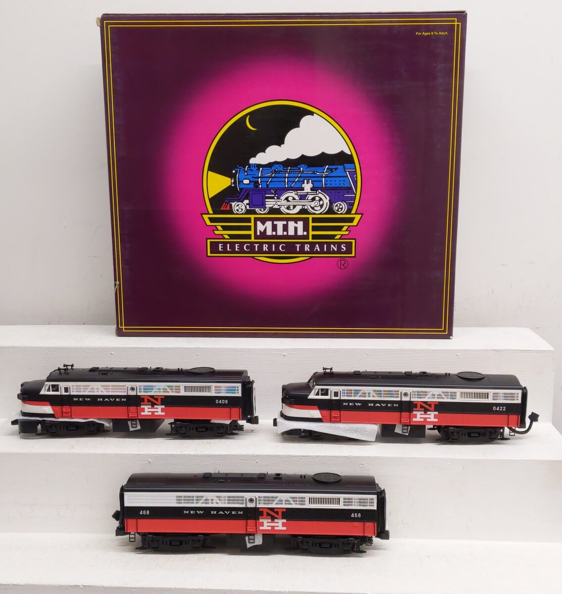 MTH 20-2238-1 New Haven FA-2 ABA Diesel Engine Set: #0409/468/0422 VG/Box