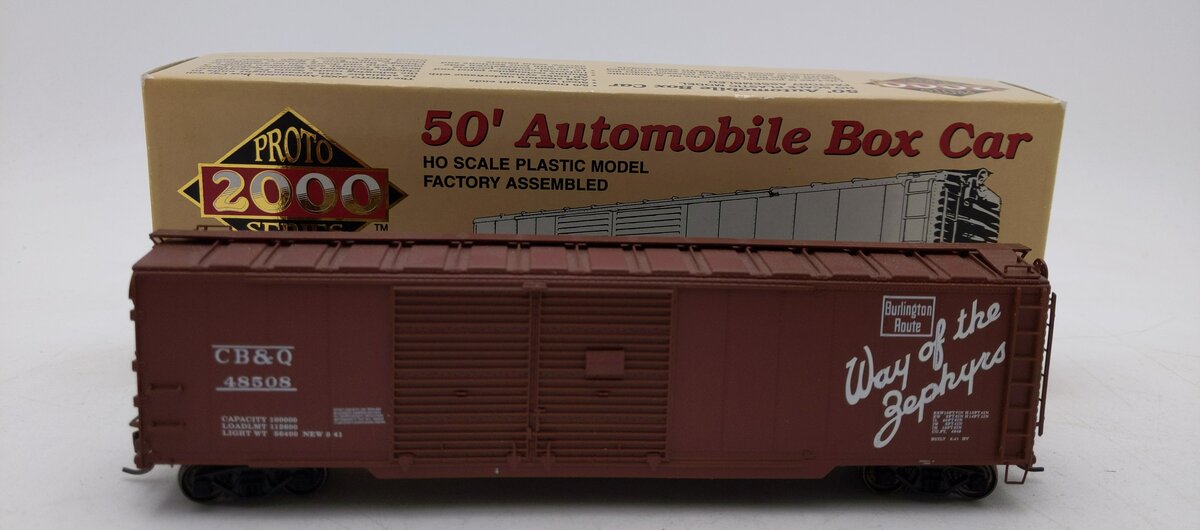 Proto 2000 48508 HO Scale 50' Automobile Box Car W/ Doors CB&Q LN/Box