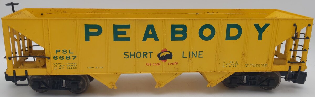 Bachmann G scale 6687 Peabody 3-Bay Hopper No Load