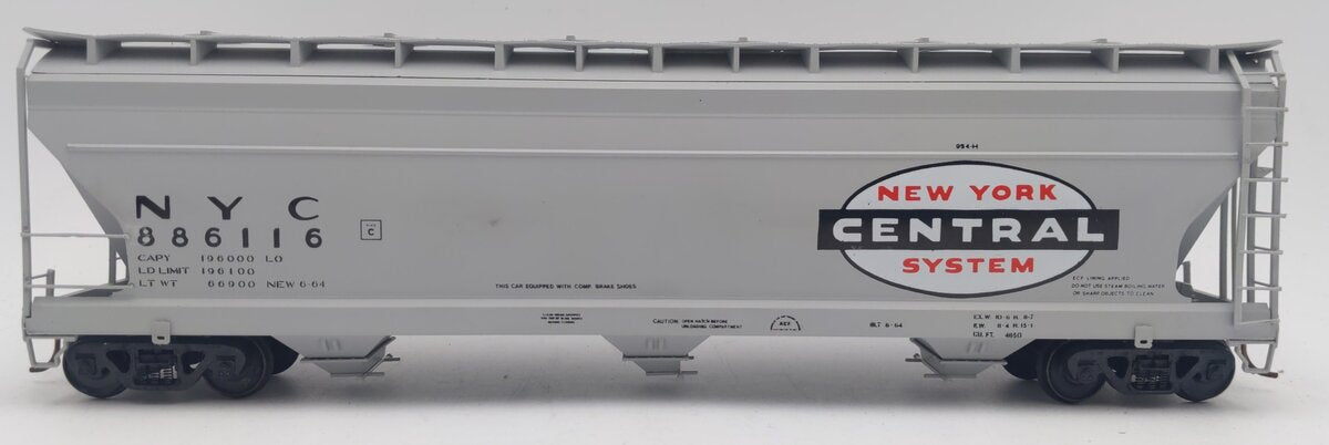 Pacific Rail S-Gauge NYC ACF Center Flow 3-Bay Covered Hopper Kit #886116 EX/Box