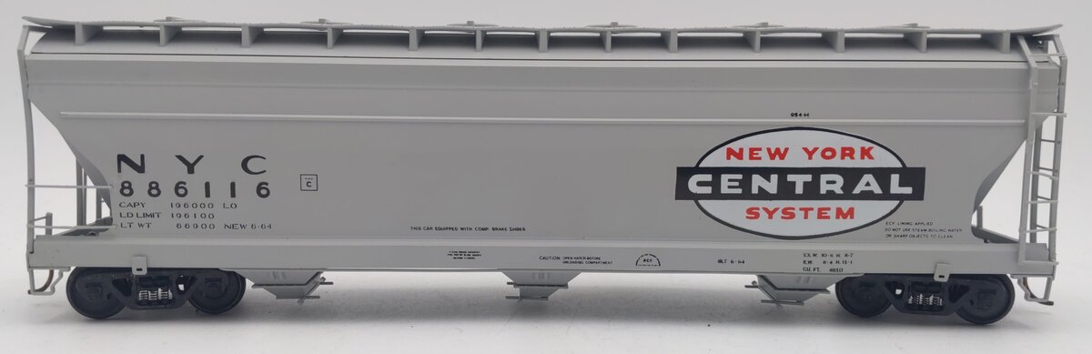 Pacific Rail S-Gauge NYC ACF Center Flow 3-Bay Covered Hopper Kit #886116 EX/Box
