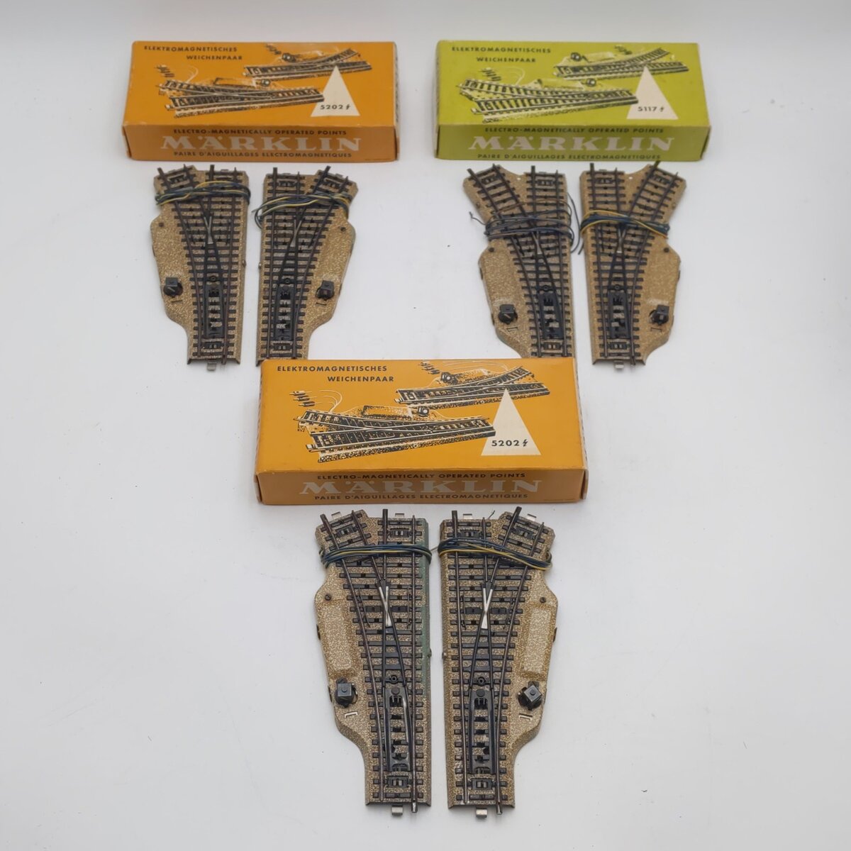 Marklin HO Scale M Track Switch Pairs: 5117, 5202, 5202 [3] EX/Box