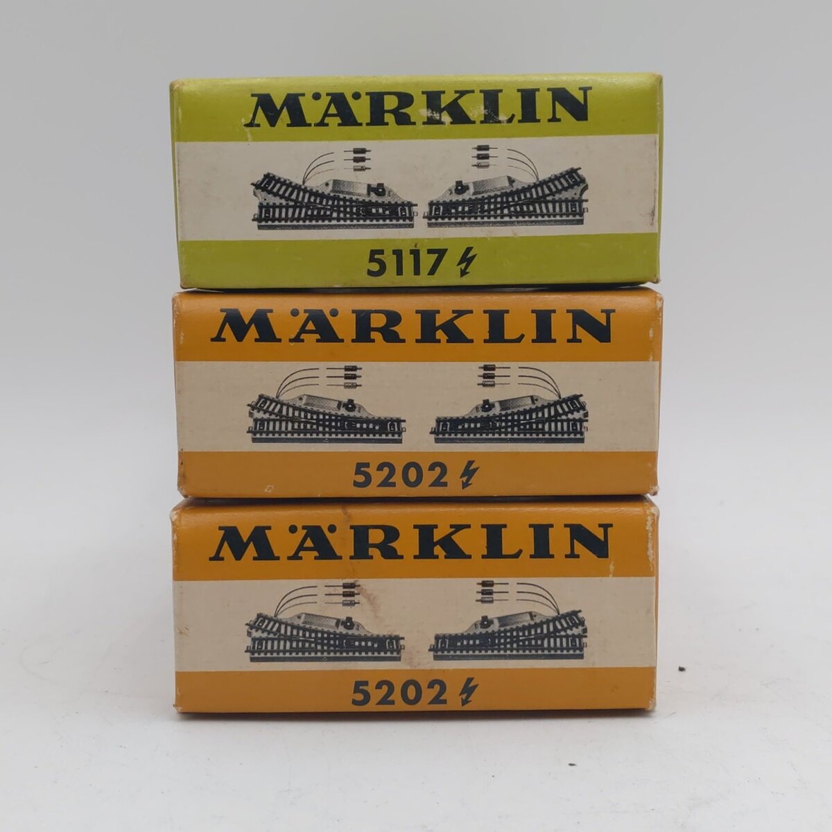Marklin HO Scale M Track Switch Pairs: 5117, 5202, 5202 [3] EX/Box
