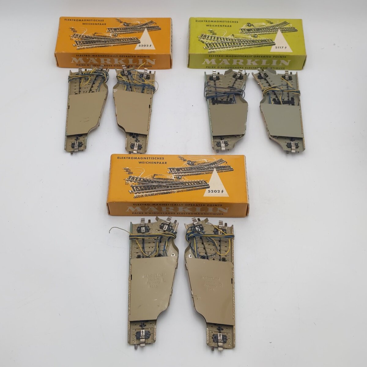 Marklin HO Scale M Track Switch Pairs: 5117, 5202, 5202 [3] EX/Box