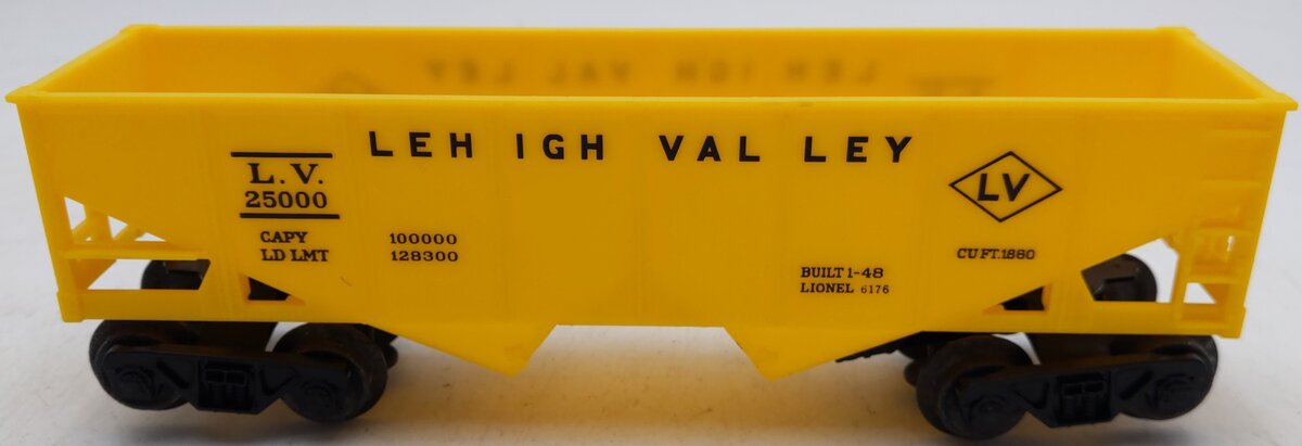 Lionel 6476-135 Vintage O Yellow Lehigh Valley 2-Bay Hopper EX/Box