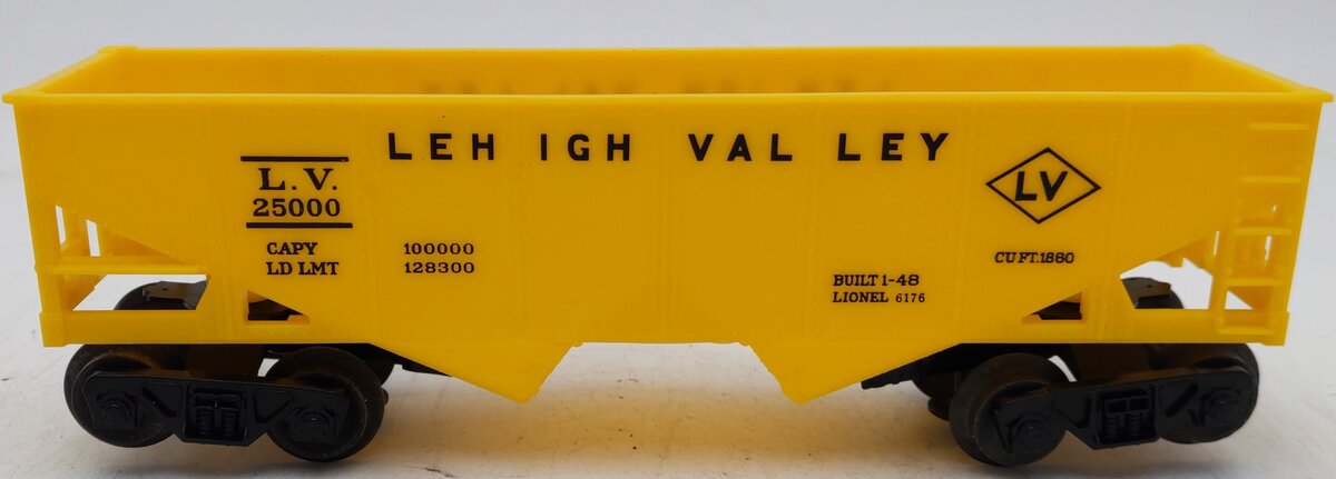 Lionel 6476-135 Vintage O Yellow Lehigh Valley 2-Bay Hopper EX/Box