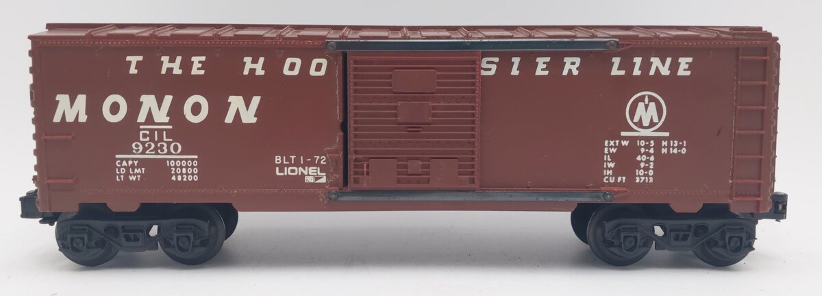 Lionel 6-9230 O Gauge Monon "The Hoosier Line" Boxcar [Hi-Rail] VG
