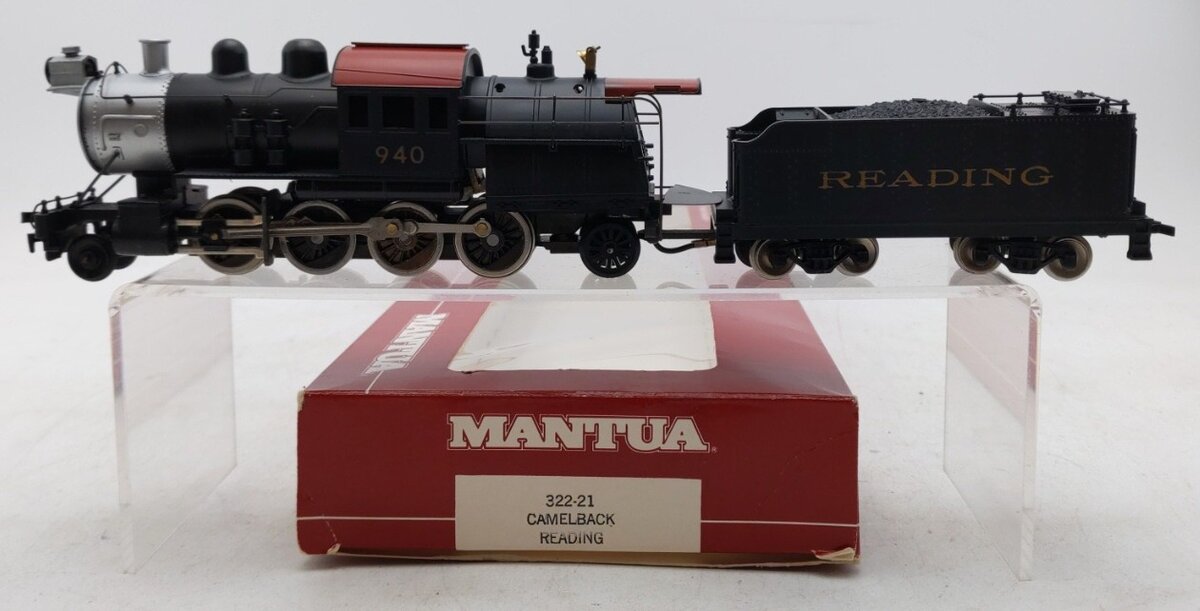 Mantua 322-21 HO Scale Camelback Reading 2-8-2 Locomotive & Tender #1608 LN/Box