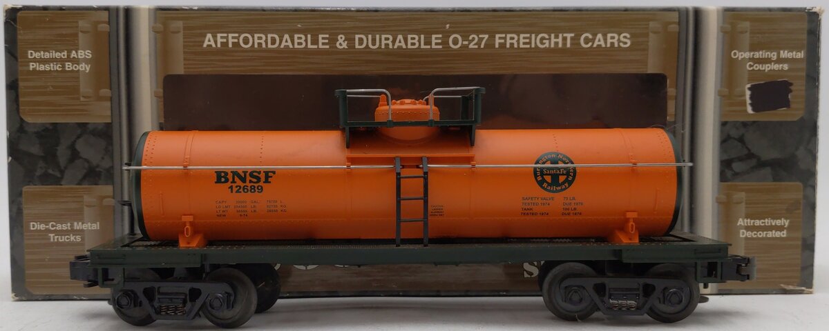 MTH 33-7304 O Gauge Burlington Northern Santa Fe Tank Car #12689 EX/Box