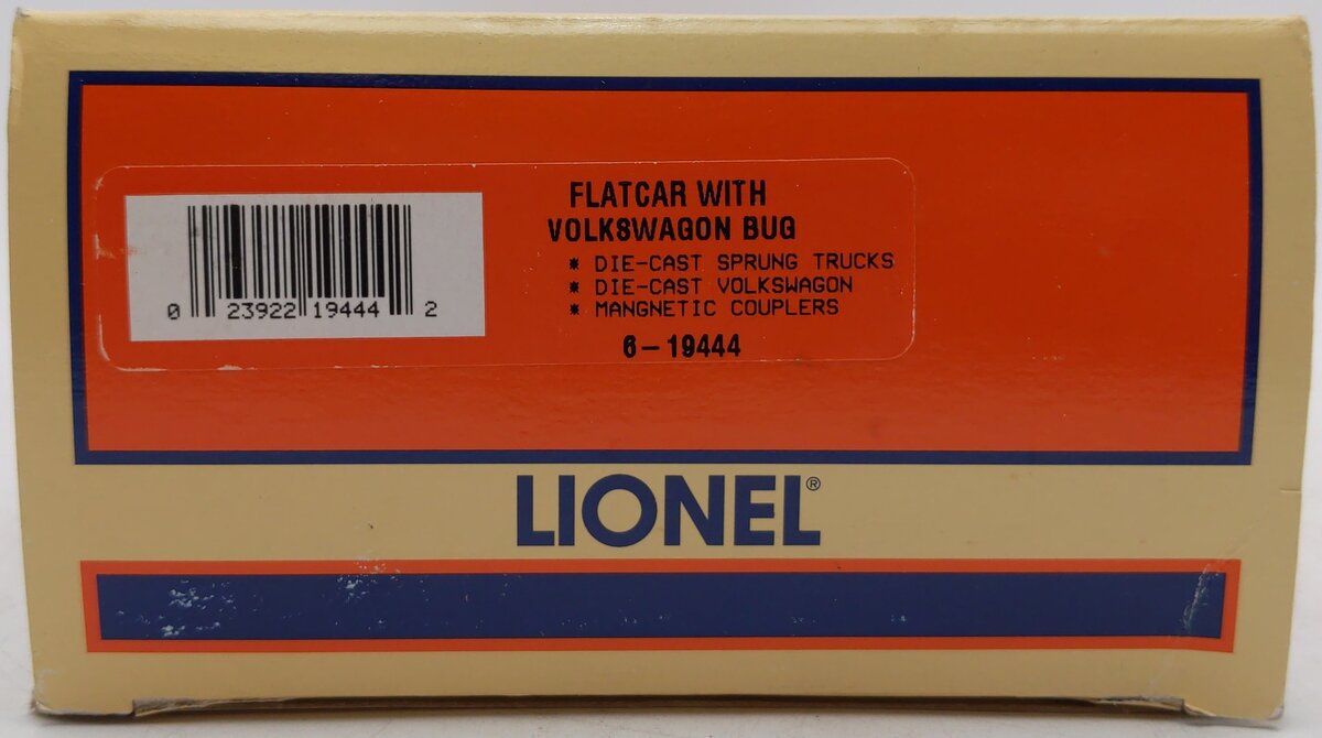 Lionel 6-19444 O Gauge Peace Auto Sales Flatcar with Volkswagen Bug EX/Box