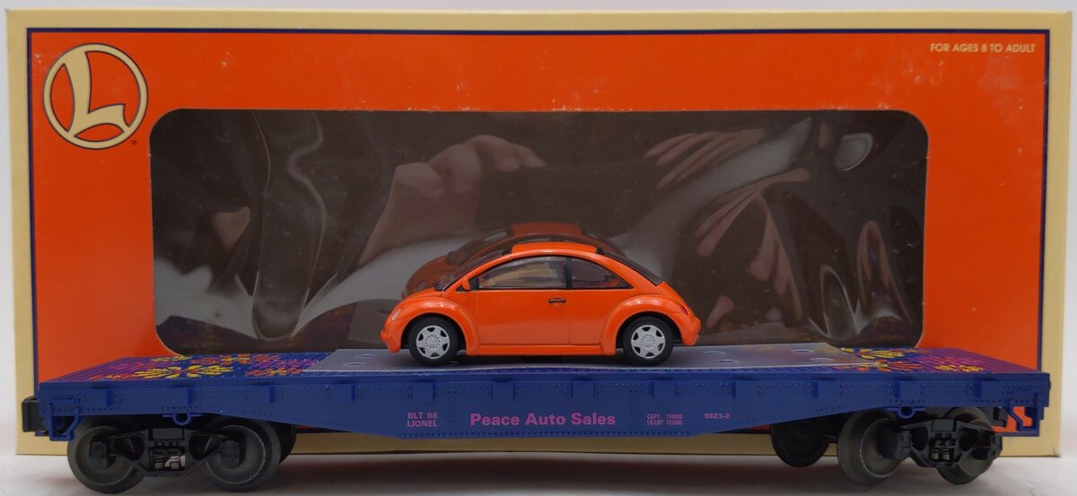 Lionel 6-19444 O Gauge Peace Auto Sales Flatcar with Volkswagen Bug EX/Box