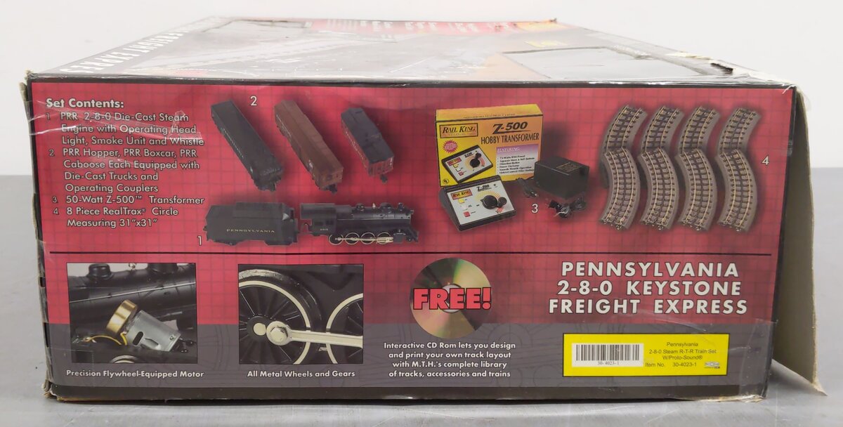 MTH 30-4023-1 O Pennsylvania 2-8-0 Steam Freight Train Set w/PS1 EX/Box